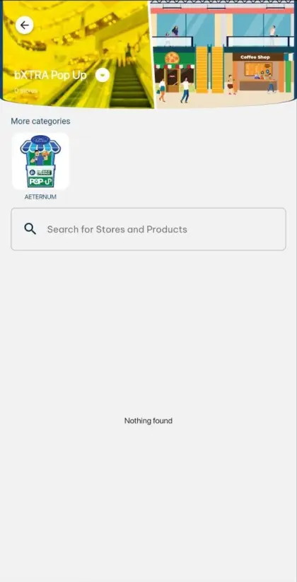 The bXTRA Pop Up section of the app, listing the pop-ups currently running.